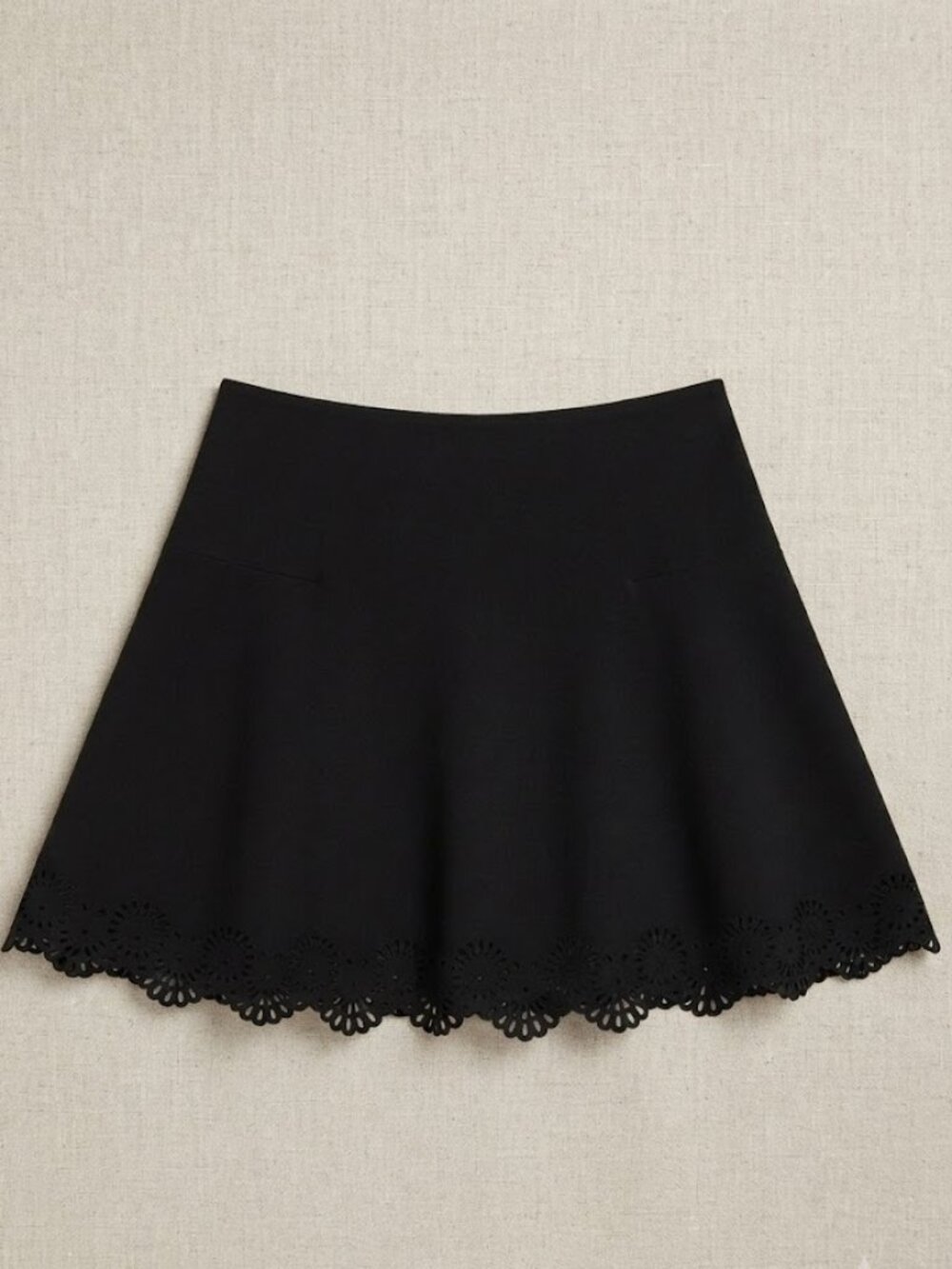 LOFT Women's 12 Petite Black A-Line Skirt Floral Cutout Career Work